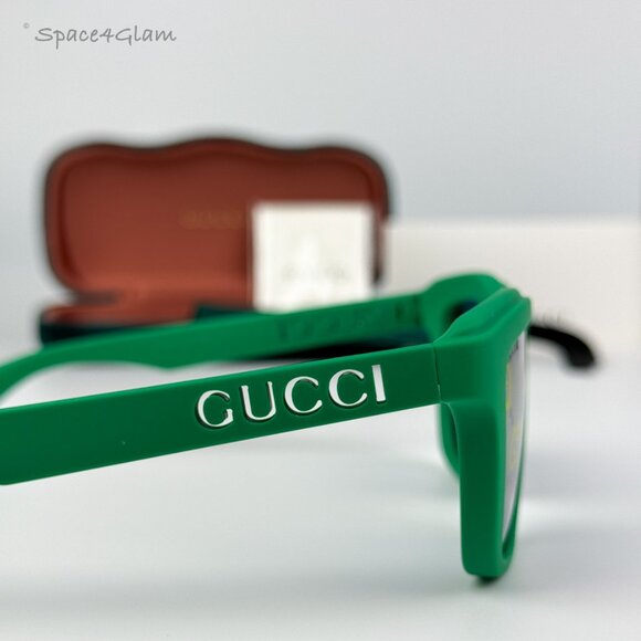 BRAND NEW Gucci GG1571S 004 Green Blue Mirrored Logo Unisex Square Sunglasses - Picture 6 of 9